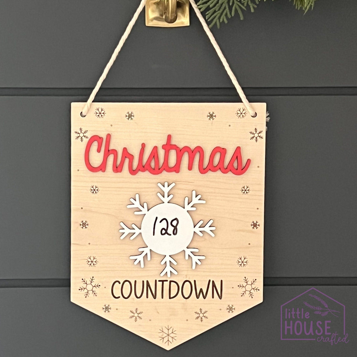 Christmas Countdown Sign | Personalized Sleeps Till Santa Hanging Sign | Reusable Dry Erase Advent Calendar | Family Tradition