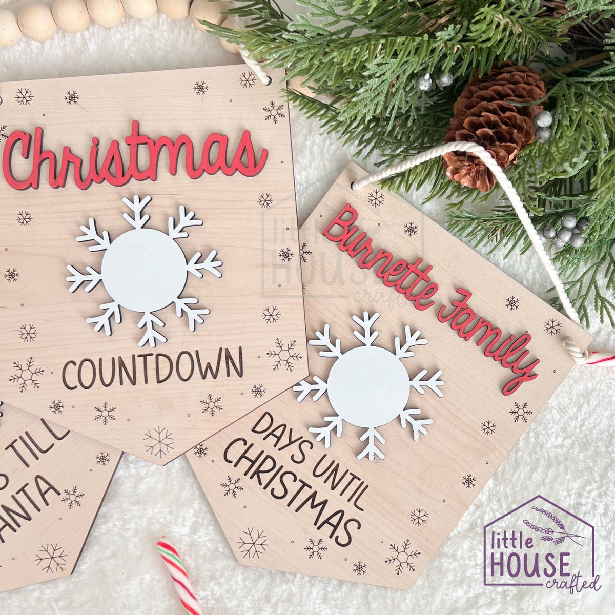 Christmas Countdown Sign | Personalized Sleeps Till Santa Hanging Sign | Reusable Dry Erase Advent Calendar | Family Tradition