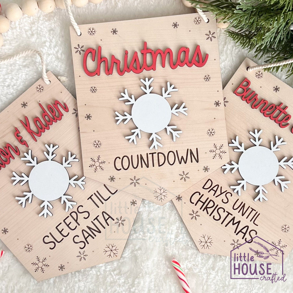 Christmas Countdown Sign | Personalized Sleeps Till Santa Hanging Sign | Reusable Dry Erase Advent Calendar | Family Tradition