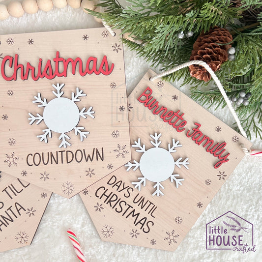 Christmas Countdown Sign | Personalized Sleeps Till Santa Hanging Sign | Reusable Dry Erase Advent Calendar | Family Tradition
