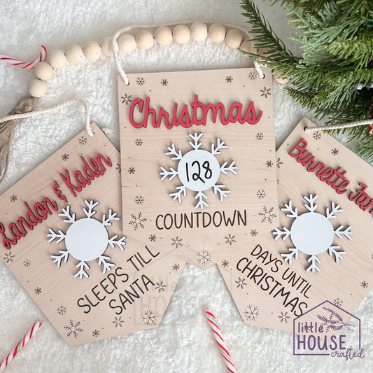 Christmas Countdown Sign | Personalized Sleeps Till Santa Hanging Sign | Reusable Dry Erase Advent Calendar | Family Tradition